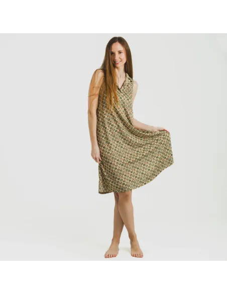 Vestido curto com gola e lapela soft Alhambra verde vestidos-mulher