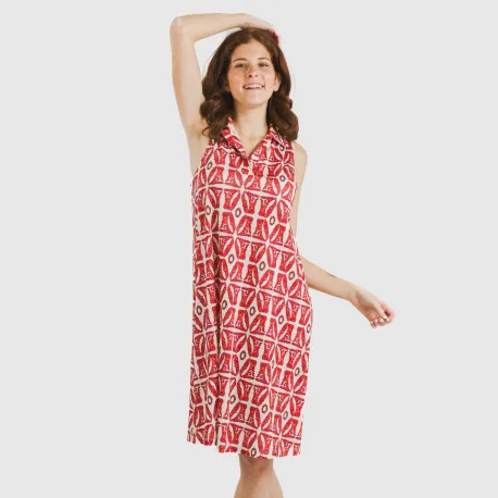 Vestido curto com gola e lapela soft Catania bordeaux vestidos-mulher