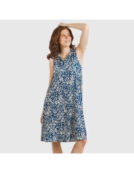 Vestido curto com gola e lapela soft Miquela azul vestidos-mulher