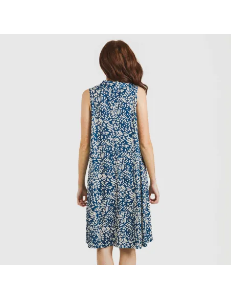 Vestido curto com gola e lapela soft Miquela azul vestidos-mulher