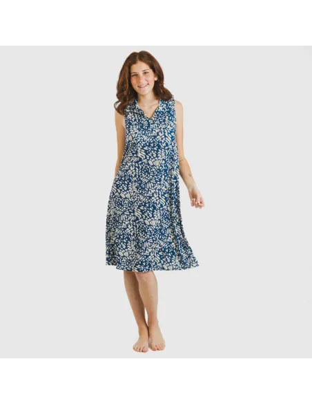 Vestido curto com gola e lapela soft Miquela azul vestidos-mulher