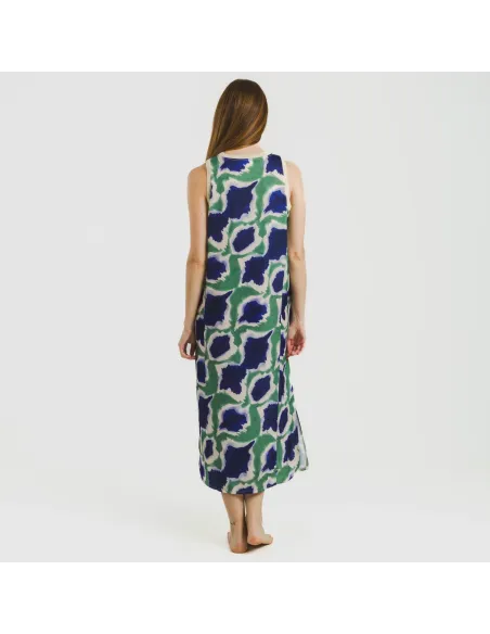 Vestido comprido alças satén Prometeo azul - verde vestidos-mulher