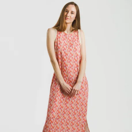 Vestido comprido alças satén Aries laranja - rosa vestidos-mulher