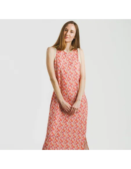 Vestido comprido alças satén Aries laranja - rosa vestidos-mulher