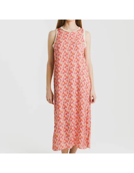 Vestido comprido alças satén Aries laranja - rosa vestidos-mulher