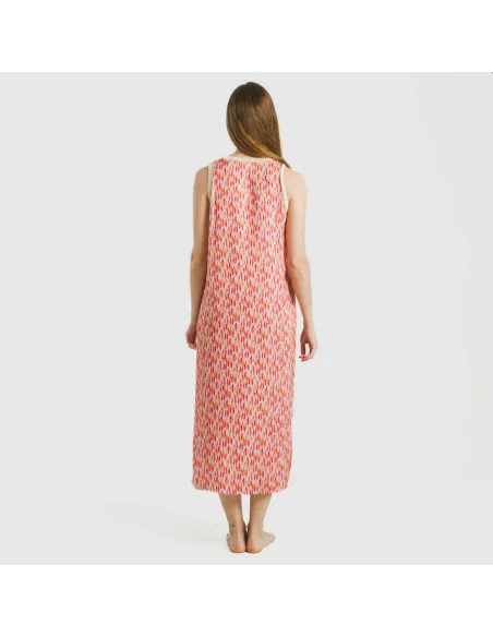 Vestido comprido alças satén Aries laranja - rosa vestidos-mulher