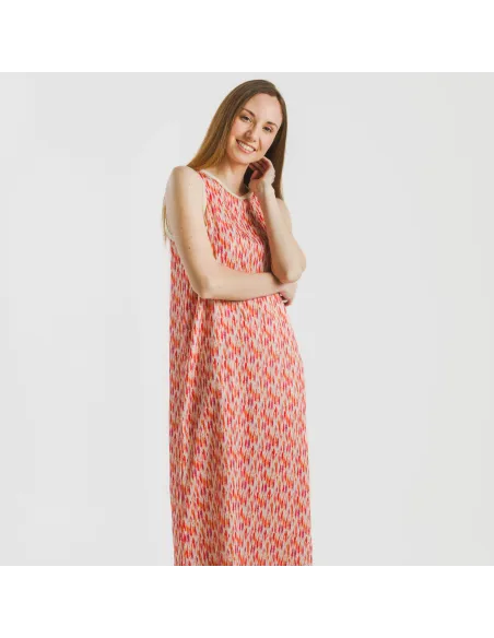 Vestido comprido alças satén Aries laranja - rosa vestidos-mulher