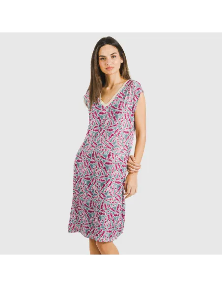 Vestido curto manga fluida soft Indiana beringela vestidos-mulher