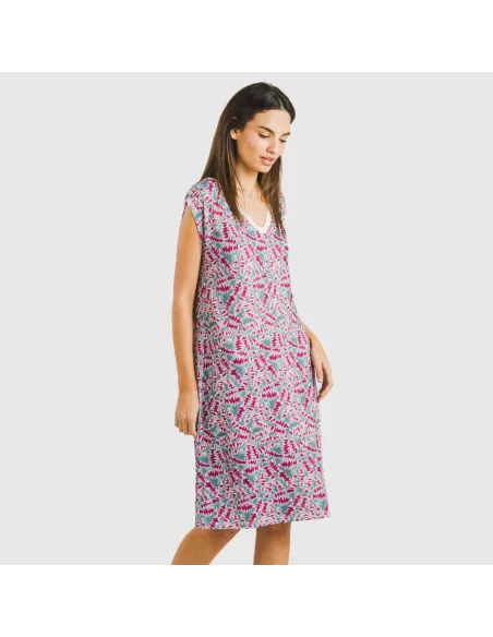 Vestido curto manga fluida soft Indiana beringela vestidos-mulher