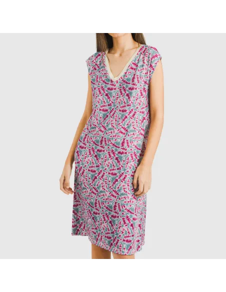 Vestido curto manga fluida soft Indiana beringela vestidos-mulher