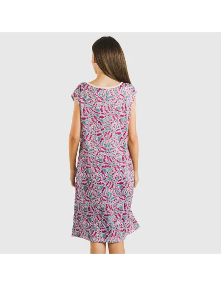 Vestido curto manga fluida soft Indiana beringela vestidos-mulher