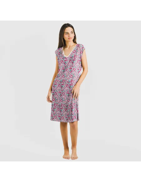 Vestido curto manga fluida soft Indiana beringela vestidos-mulher