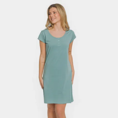 Vestido algodão liso bluson