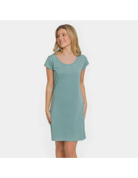 Vestido algodão liso bluson