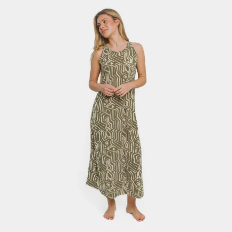 Vestido comprido alças crepe Guiomar verde vestidos-mulher
