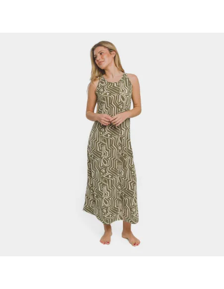 Vestido comprido alças crepe Guiomar verde vestidos-mulher