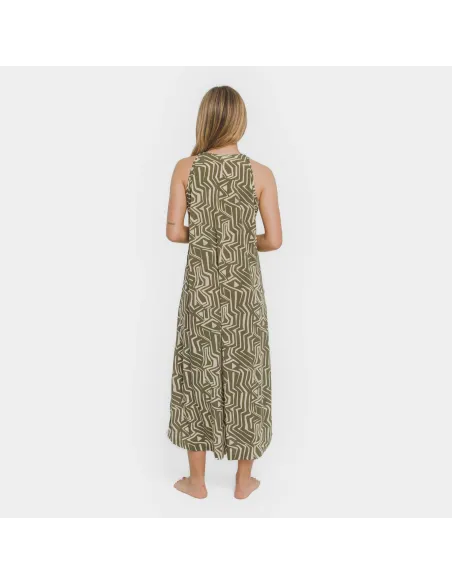Vestido comprido alças crepe Guiomar verde vestidos-mulher