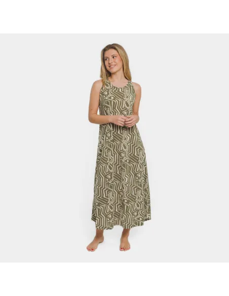 Vestido comprido alças crepe Guiomar verde vestidos-mulher