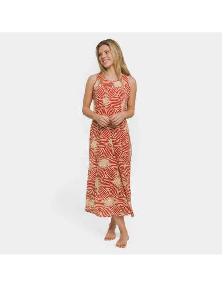 Vestido comprido alças crepe Naty cor telha vestidos-mulher