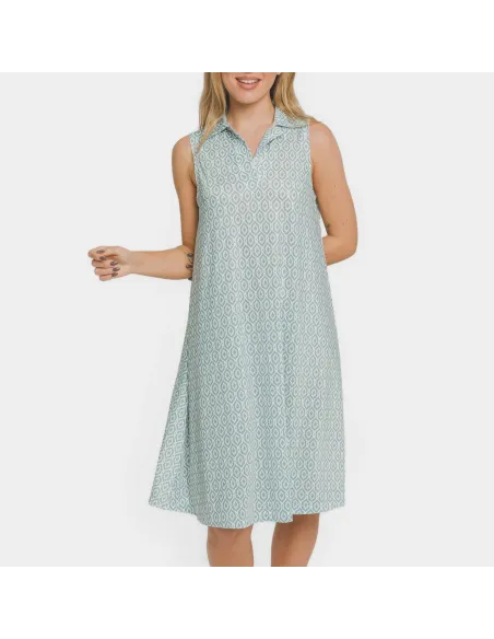 Vestido curto com gola e lapela soft Orquidea água marinha vestidos-mulher