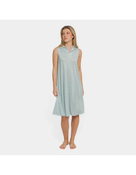 Vestido curto com gola e lapela soft Orquidea água marinha vestidos-mulher