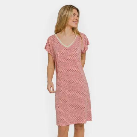 Vestido curto manga fluida crepe Leonor marsala vestidos-mulher