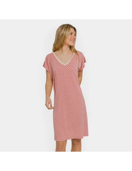 Vestido curto manga fluida crepe Leonor marsala vestidos-mulher