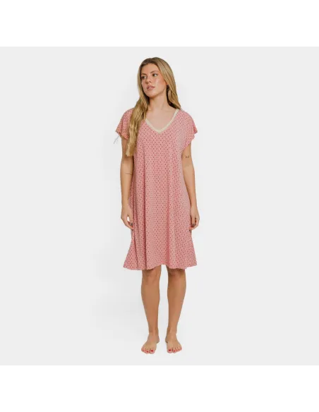 Vestido curto manga fluida crepe Leonor marsala vestidos-mulher