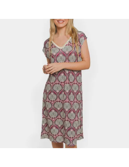 Vestido curto manga fluida soft Georgia beringela vestidos-mulher