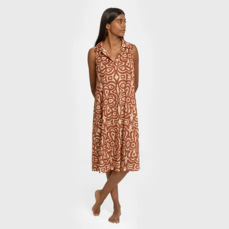 Vestido curto com gola e lapela soft Premura castanho vestidos-mulher