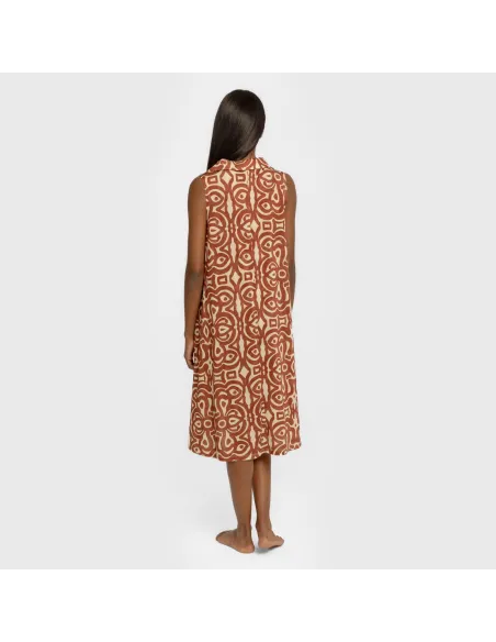 Vestido curto com gola e lapela soft Premura castanho vestidos-mulher