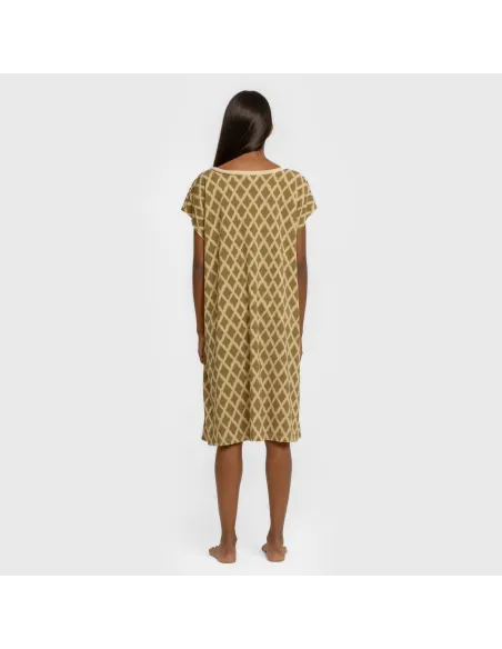 Vestido curto manga fluida crepe Sara verde vestidos-mulher