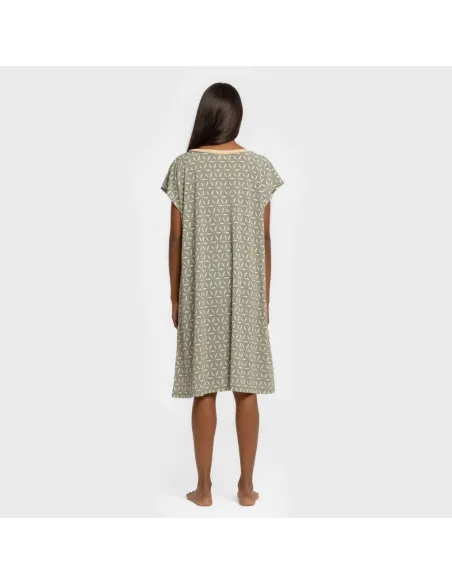 Vestido curto manga fluida crepe Sirena verde vestidos-mulher