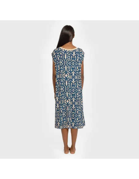 Vestido curto manga fluida soft Premura azul marinho vestidos-mulher