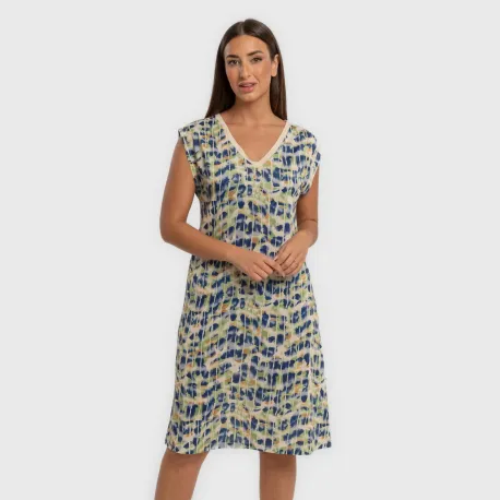 Vestido curto manga fluida soft Misuri azul vestidos-mulher