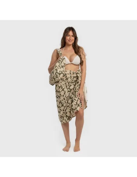 Pack Toalha Pareo + Bolsa Charamo verde caça praia
