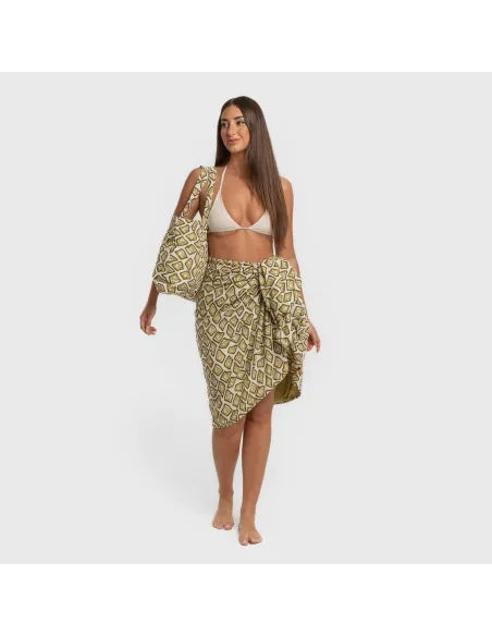 Pack Toalha Pareo + Bolsa Liuvia verde caça praia