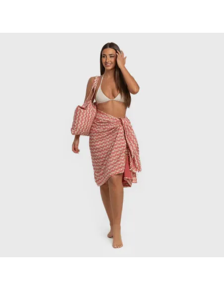 Pack Toalha Pareo + Bolsa Tana marsala praia