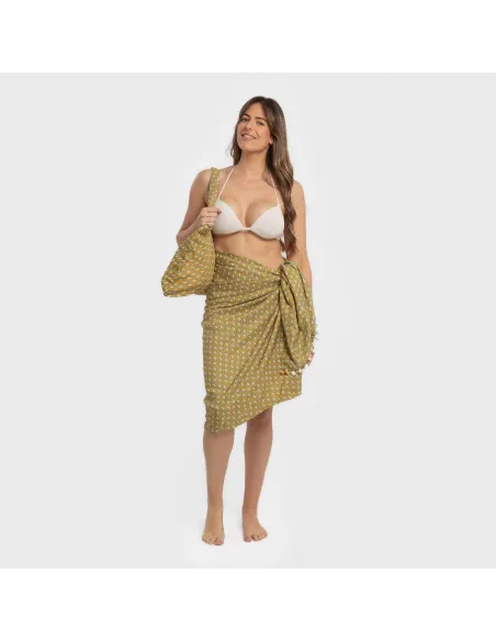 Pack Toalha Pareo + Bolsa Sisena ocre praia