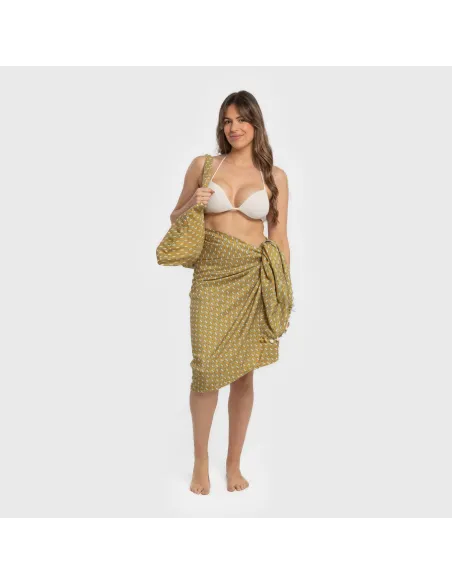 Pack Toalha Pareo + Bolsa Sisena ocre praia