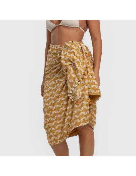 Pack Toalha Pareo + Bolsa Calsita ocre praia