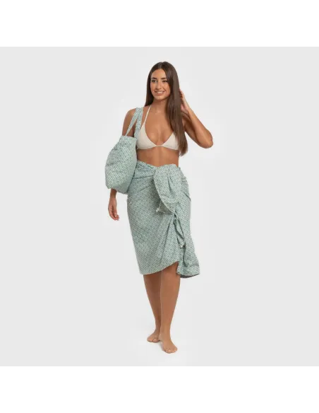 Pack Toalha Pareo + Bolsa Walia água marinha praia