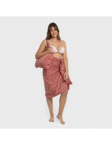 Pack Toalha Pareo + Bolsa Eloina marsala praia