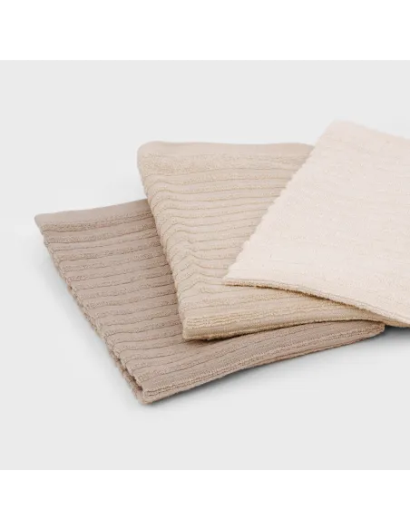 Conjunto 3 panos de cozinha algodão liso natural/cinza/topo conjunto-de-panos
