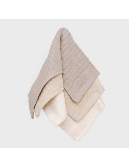 Conjunto 3 panos de cozinha algodão liso natural/cinza/topo conjunto-de-panos