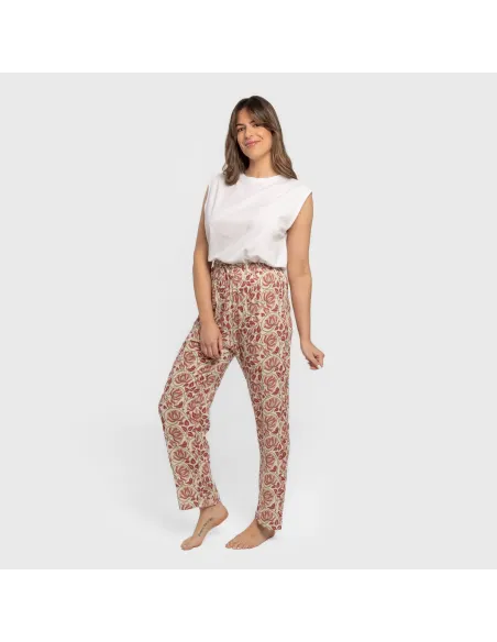 Calças viscosa Venus marsala pantalones-comodos-mujer