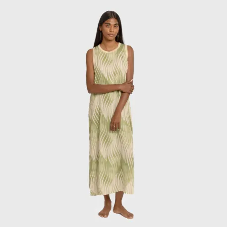 Vestido comprido alças satén Lisa verde roupa-para-estar-por-casa