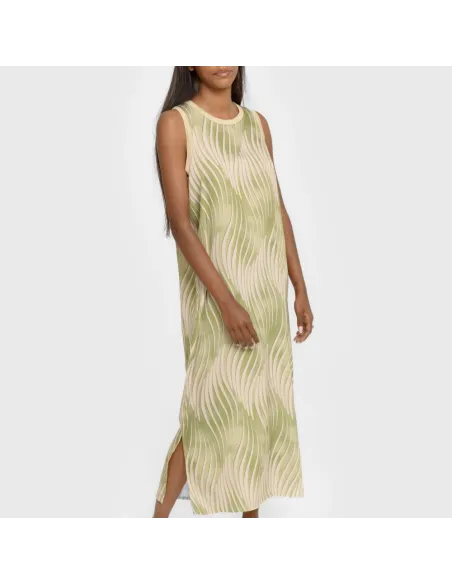 Vestido comprido alças satén Lisa verde roupa-para-estar-por-casa