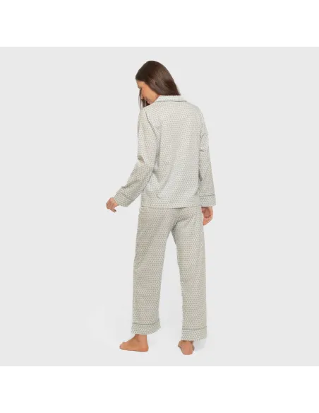 Pijama comprido camisa algodão mulher Dune azul indigo pijamas-compridos-de-mulher