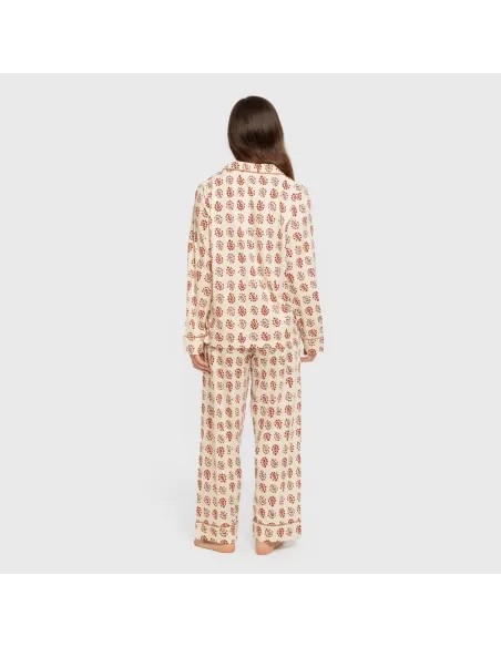 Pijama comprido camisa algodão mulher Brianda cor telha pijamas-compridos-de-mulher